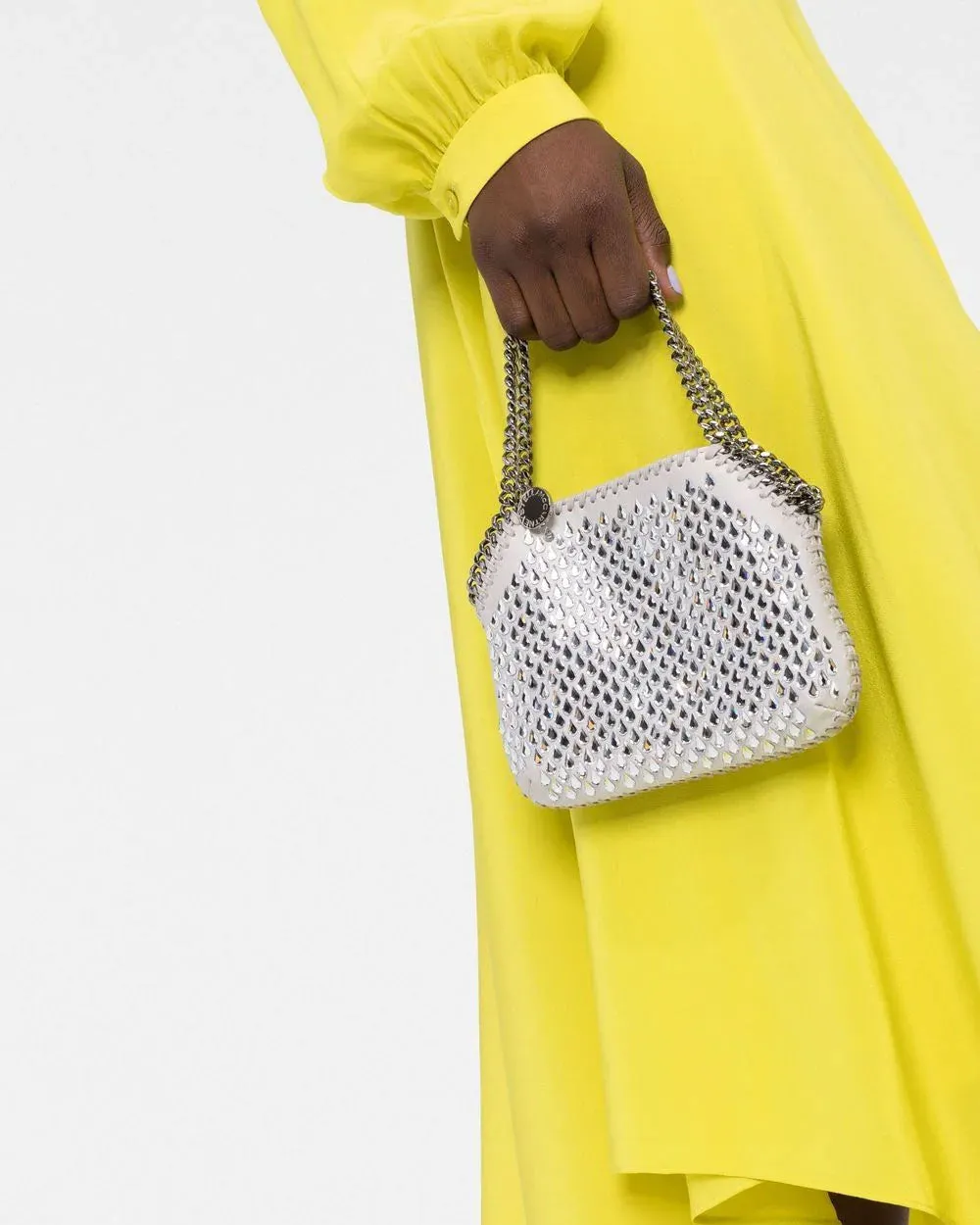 Falabella Crystal Mesh Mini Tote Bag in Silver