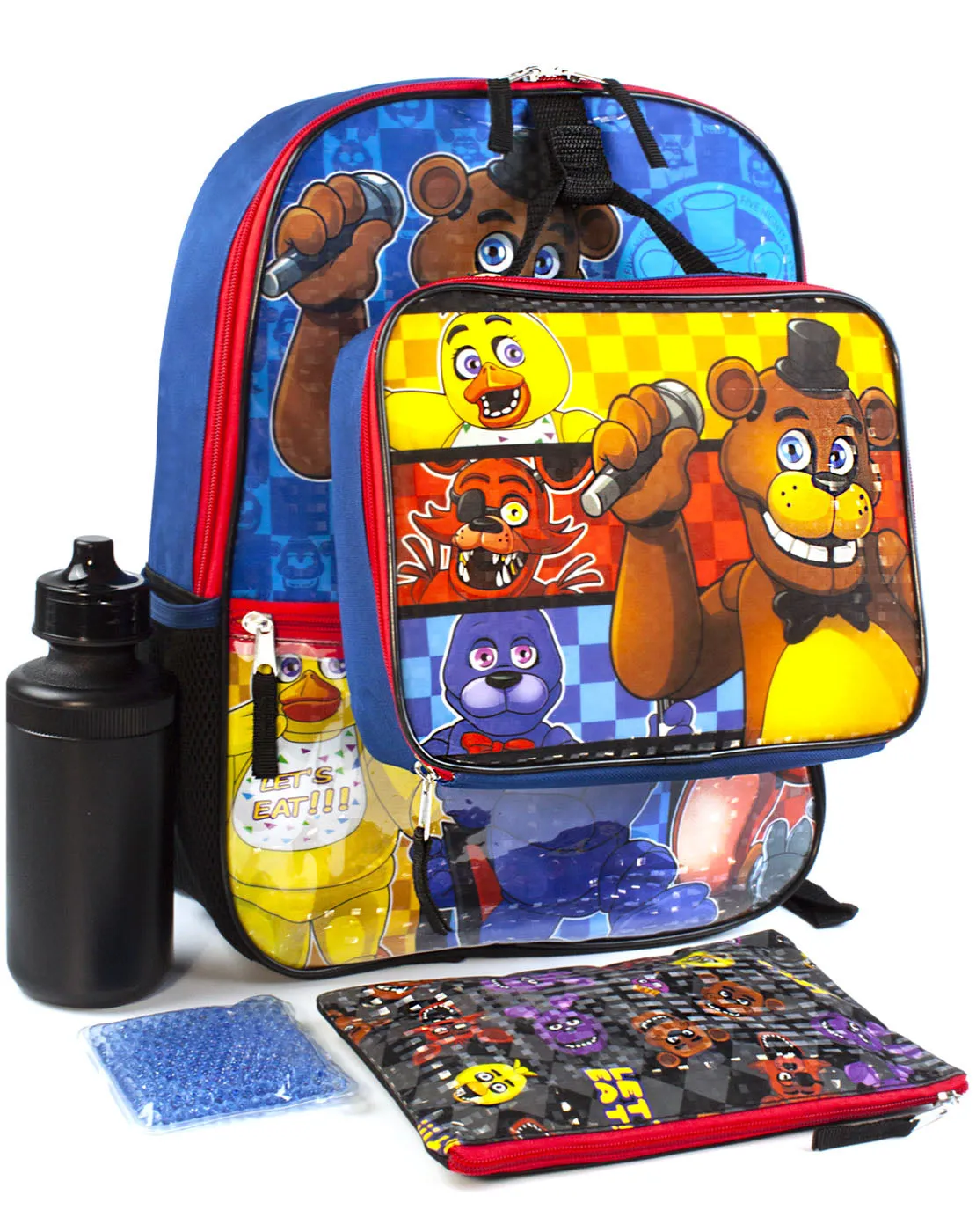 Five Nights At Freddy's FNAF School Backpack Lunch Box Water Bottle 5 Piece Set