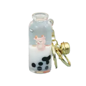 Floating Snow Deer Boba Charm Keyring – Assorted Shapes - Each Sold Separately