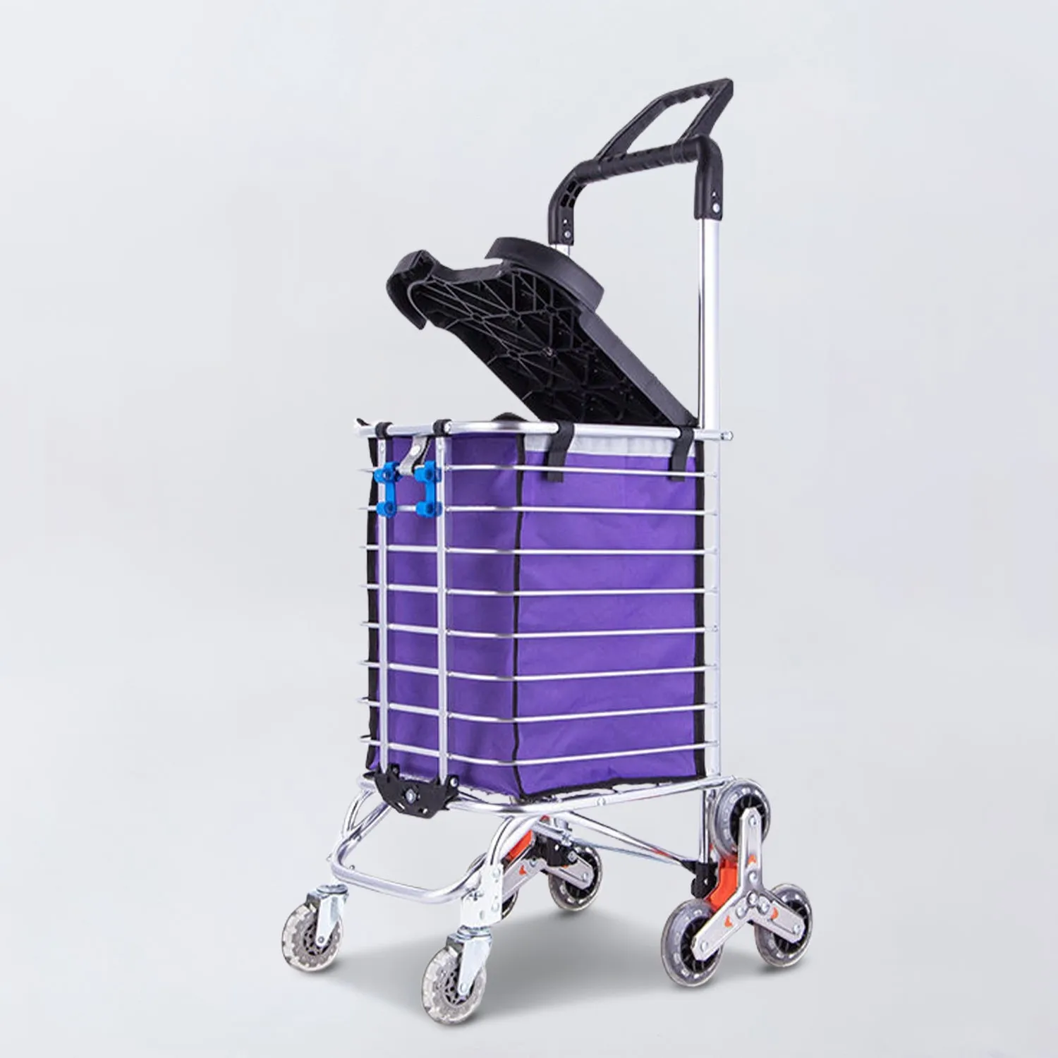 Foldable Aluminum Shopping Trolley Cart w/ Stair Climbing Wheels by GOMINIMO