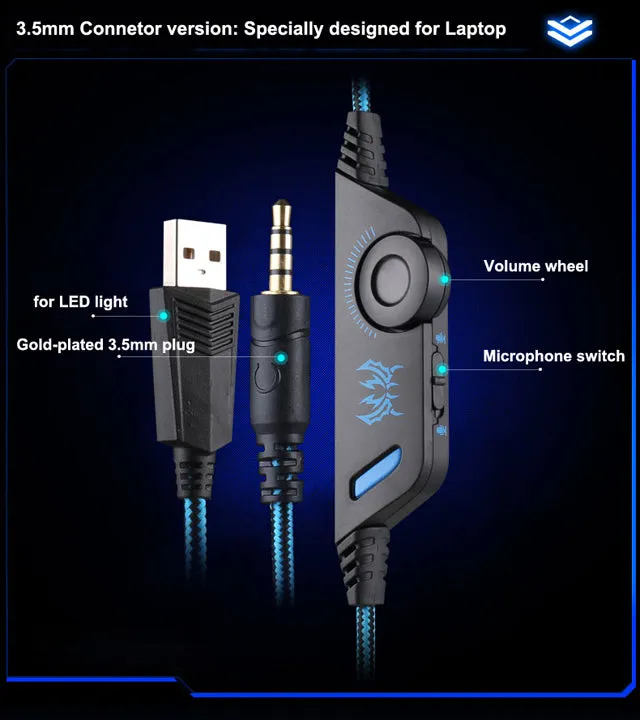 Gaming Headphone USB 3.5mm AUX PC Headset