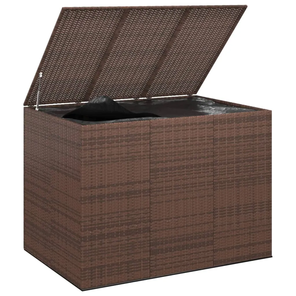 Garden Cushion Box PE Rattan 145x100x103 cm Brown