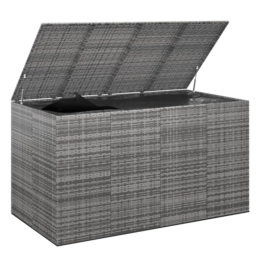 Garden Cushion Box PE Rattan 194x100x103 cm Grey