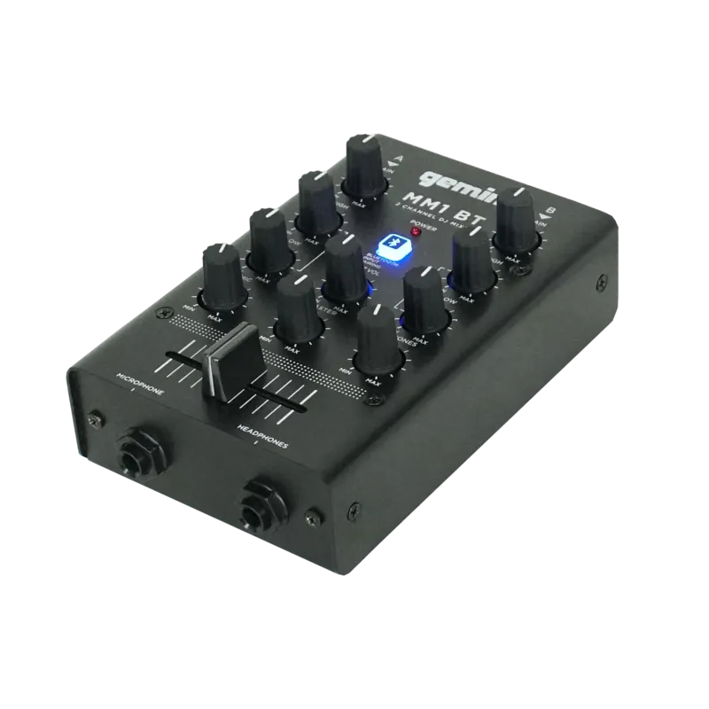 Gemini MM1BT 2-Channel Professional Analog DJ Mixer with Bluetooth