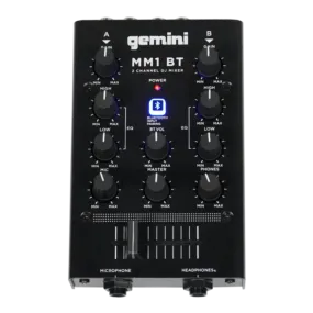 Gemini MM1BT 2-Channel Professional Analog DJ Mixer with Bluetooth