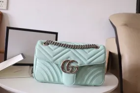 gg Marmont Small Matelassé Shoulder Bag Mint Green For Women 10in/26cm gg 443497