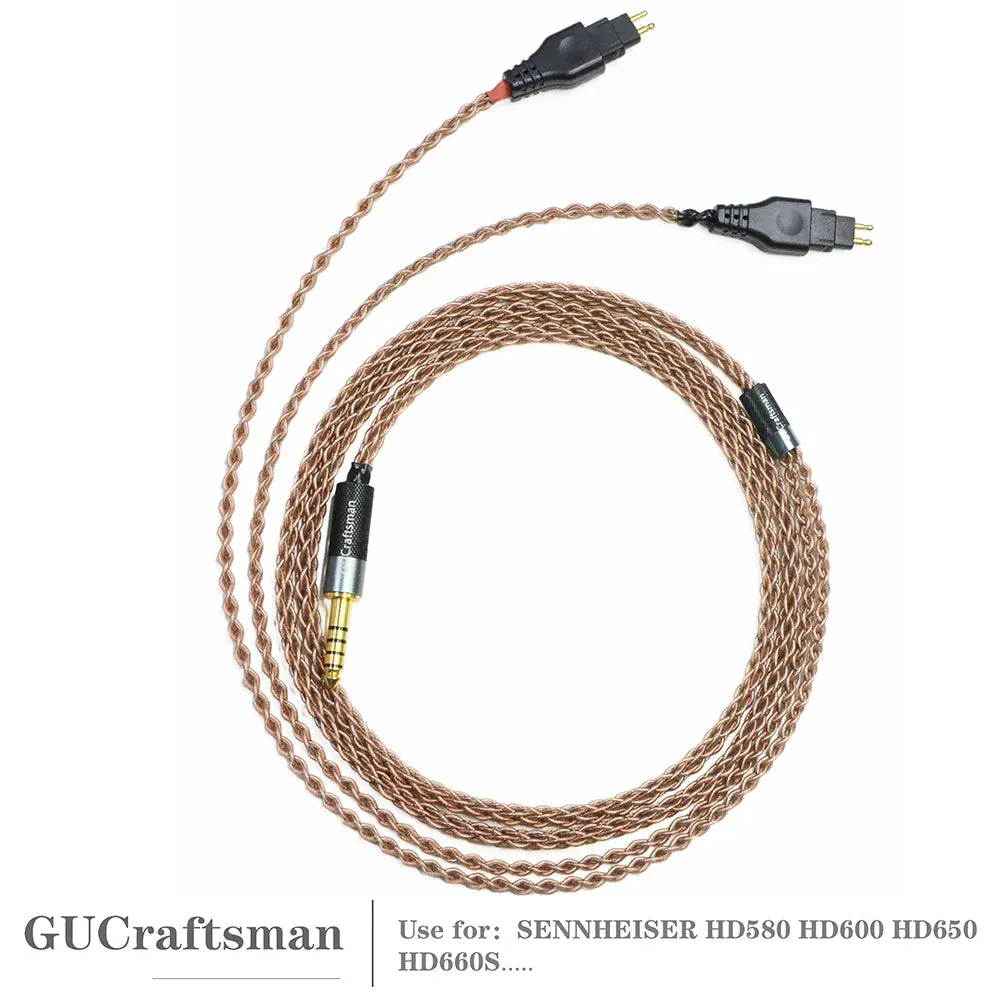 GUCraftsman 6N Single Crystal Copper Headphone Cables For SENNHEISER HD580 HD600 HD650 HD660S