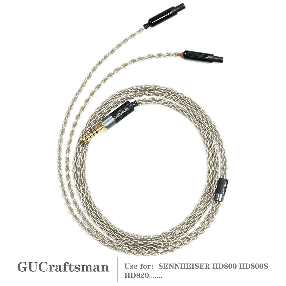 GUCraftsman 6N Single Crystal Silver Headphone Cables For SENNHEISER HD800 HD800S HD820