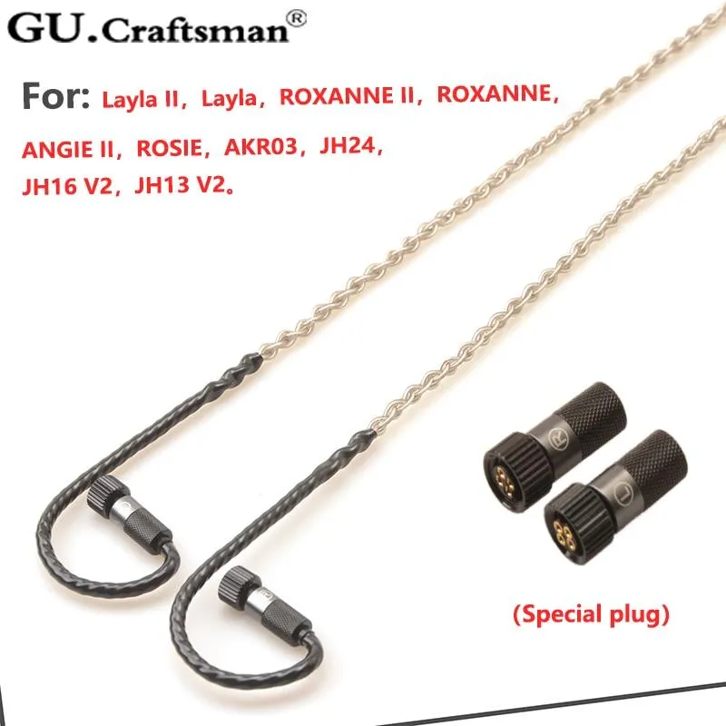 GUCraftsman 8-core Silver Upgrade Cables for Jerry Harvey JH24 AKR03 AKR02 JH16 JH13 V3 ROXANNE II layla Roxanne