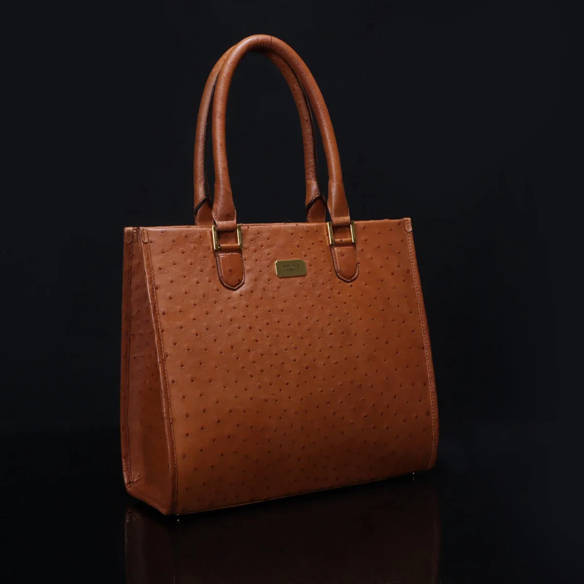 Hand Bag/Shopping Bag in Tan Luxurious Real Ostrich Leather