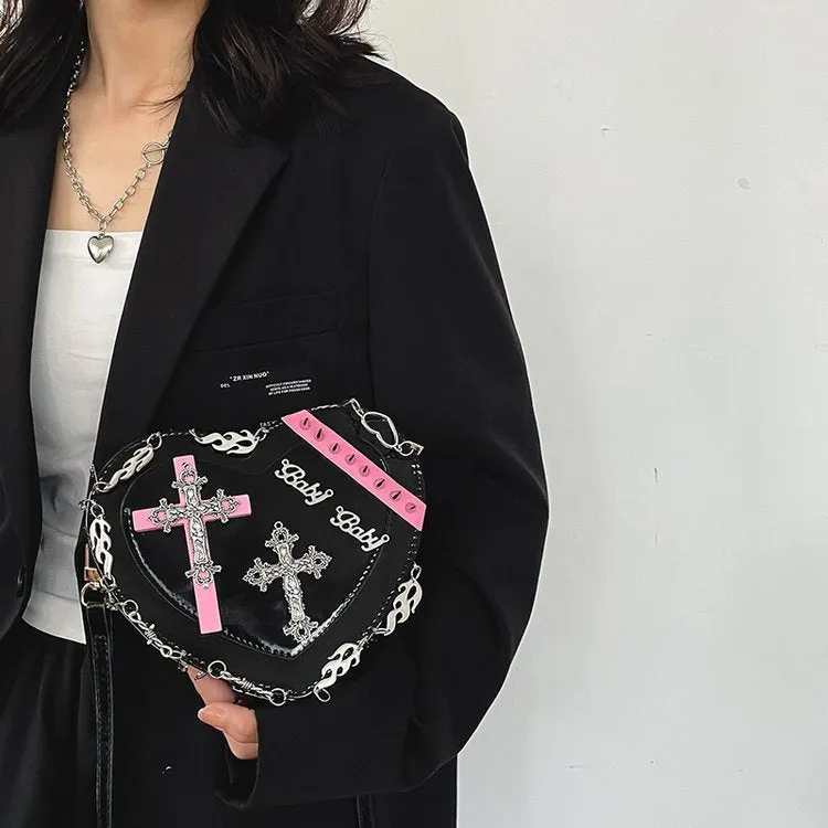 Harajuku Heart Cross Chain Shoulder Bag