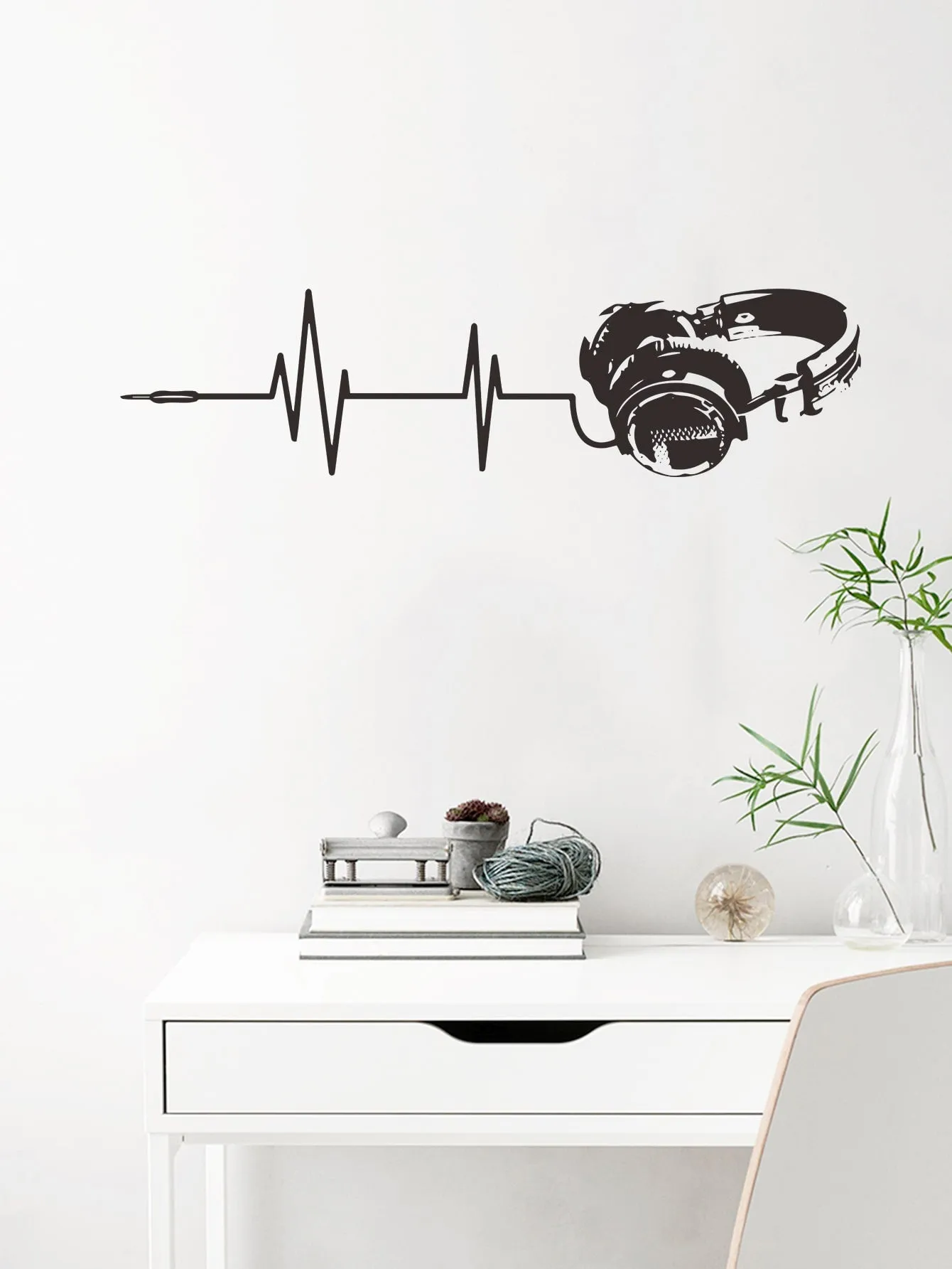 Headphone Music Wall Sticker Decorative Wall Art Decal Creative Design for Home