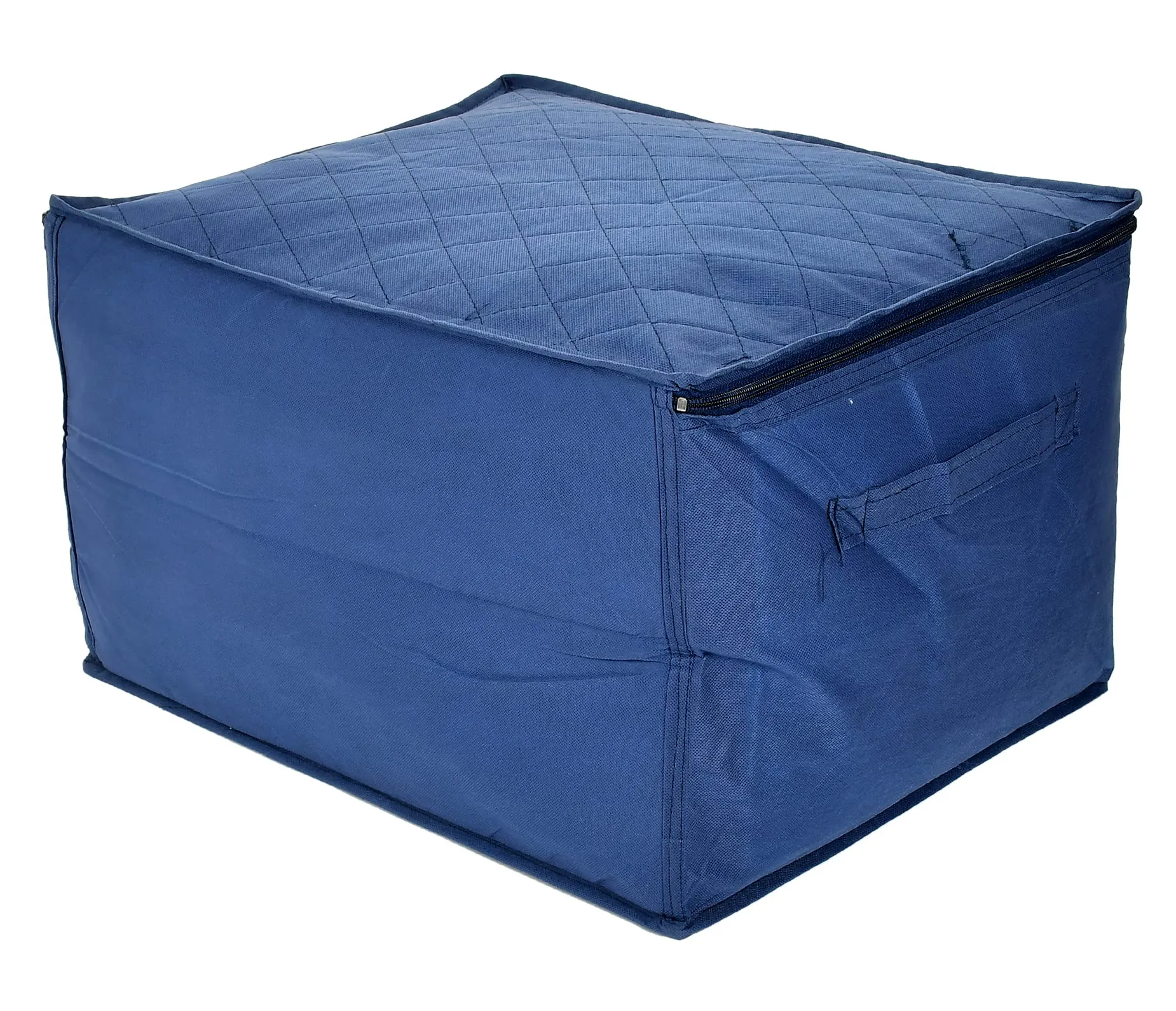 Heart Home Clothing Storage Bags, Under Bed Foldable Organizer, Store Blankets, Clothes With Zipper Tranasparent Window, 66 Litre (Navy Blue)-HS_38_HEARTH21293