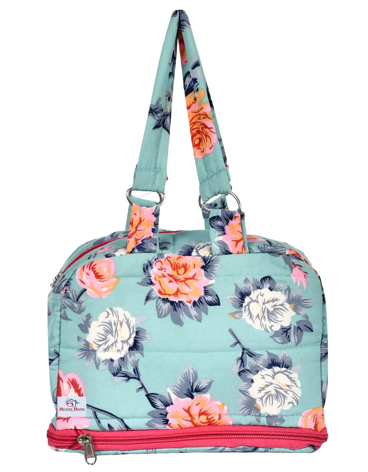 Heart Home Flower Printed Everday Use Women Bag for Travel: Shopping: School: Work (Green)-45LUGHH014