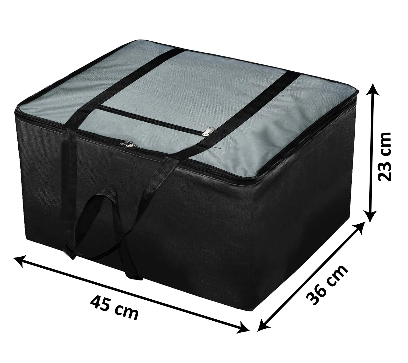 Heart Home Lightweight Foldable Multipurpose Storage bag, Cloth Organiser, Travel Bag With Zippered Closure And Handle (Grey & Black)-HS43HEARTH26660