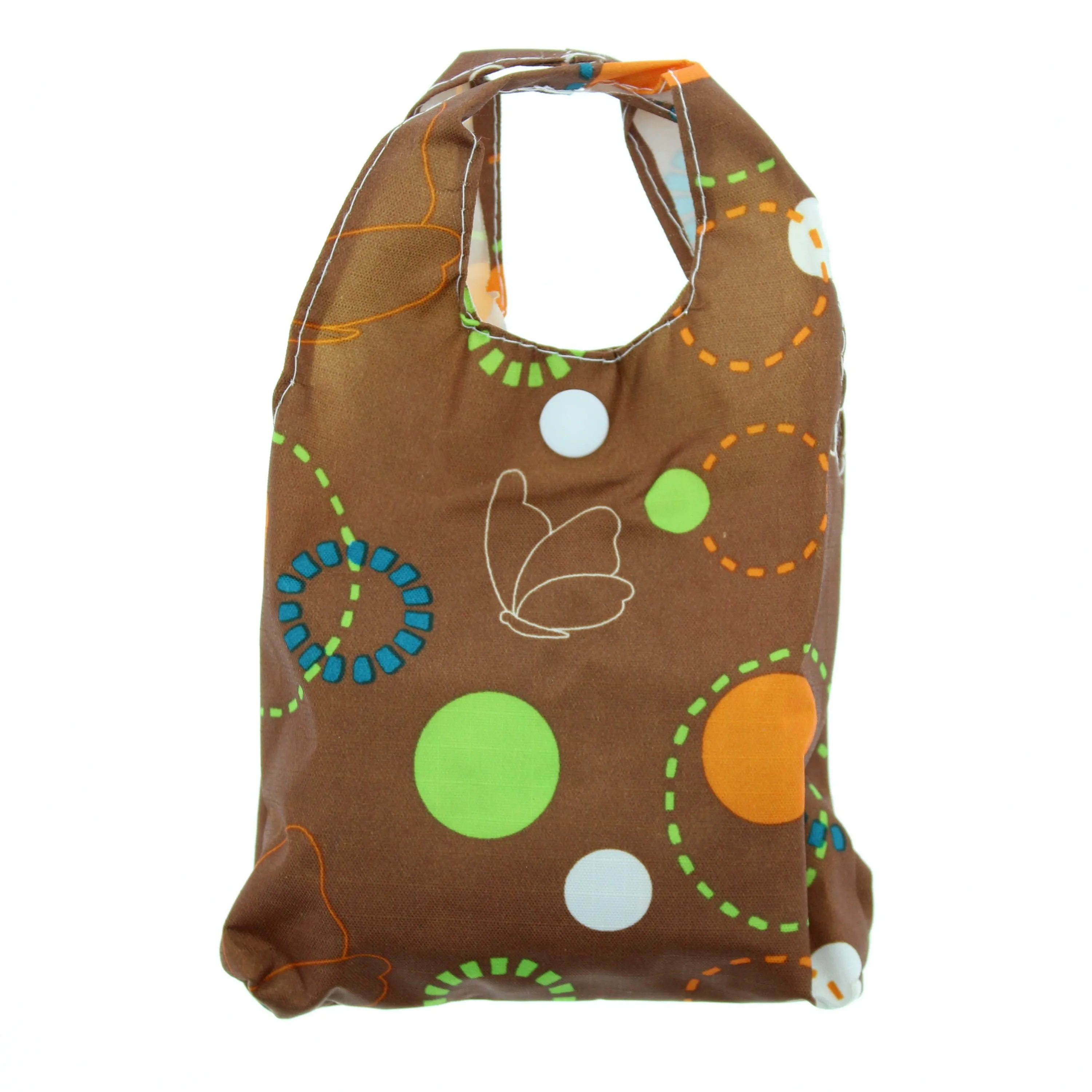 Heavy Duty Patterned Brown Shopping Bag in Pocket Pouch