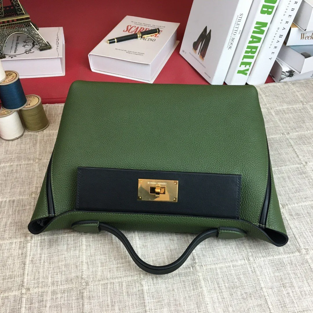 HM 24/24 Clemence Swift Green Gold Toned Hardware For Women, Handbags, Shoulder Bags 11.4in/29cm