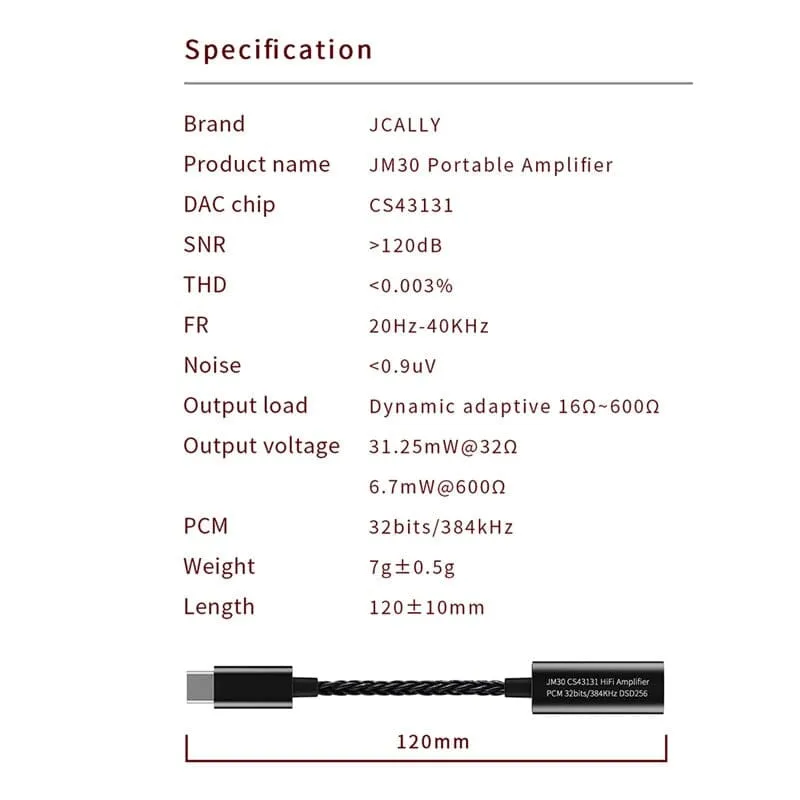 JCALLY JM30 JM30L Portable Amplifier Digital Audio DAC Adapter