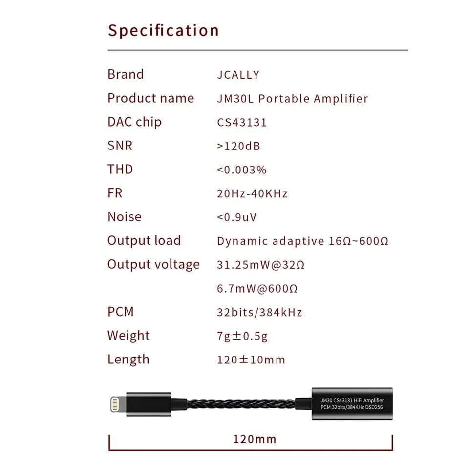 JCALLY JM30 JM30L Portable Amplifier Digital Audio DAC Adapter