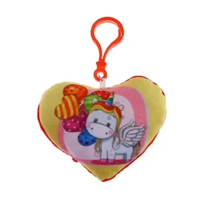 JK31165-Plush Unicorn Heart Keychain