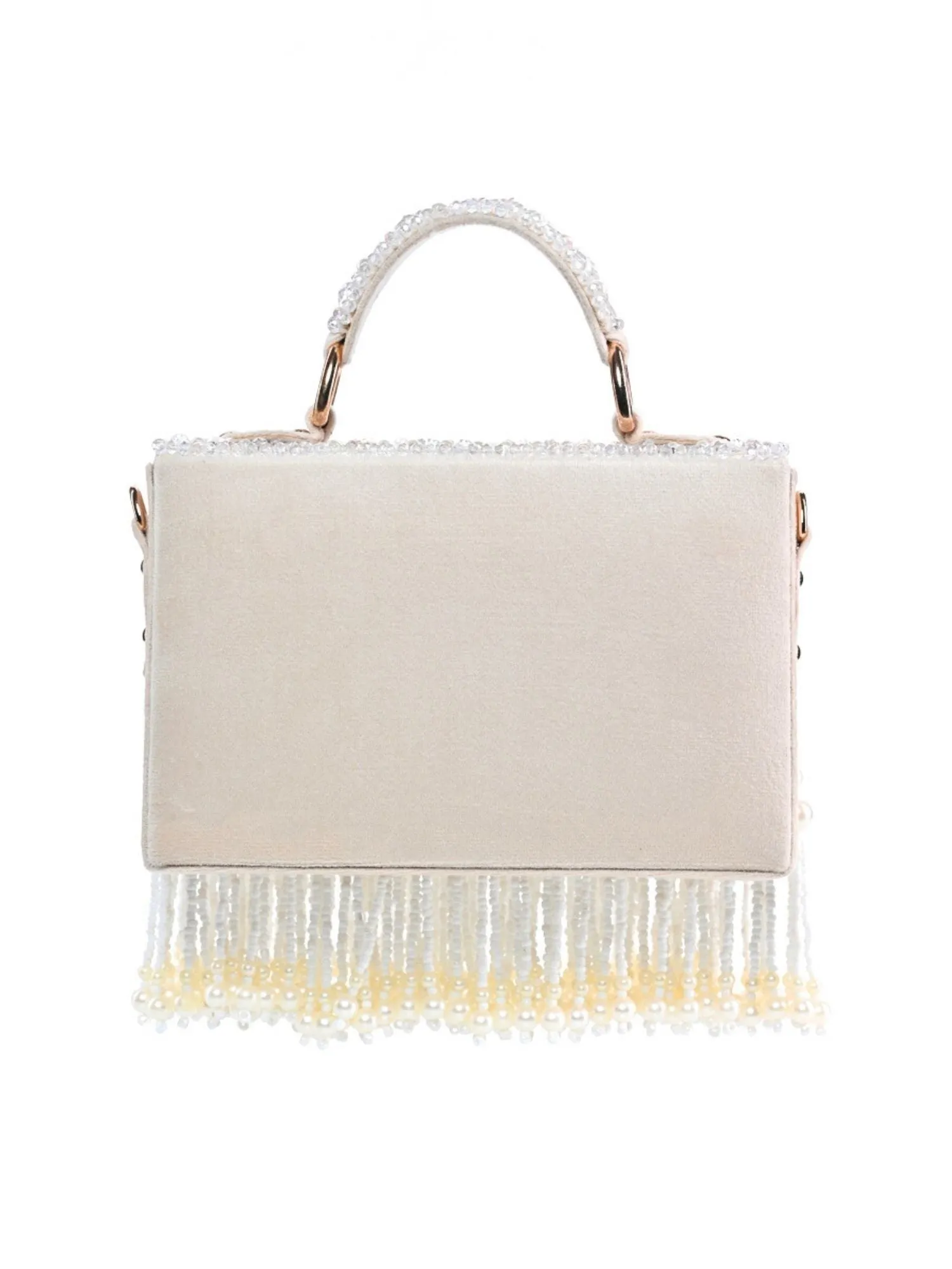 Julia Ivory Suede Embellished Box Bag