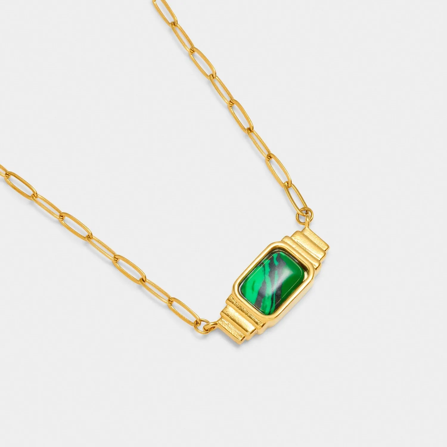 Katie Loxton 'Good Energy' Waterproof Gold Malachite Necklace