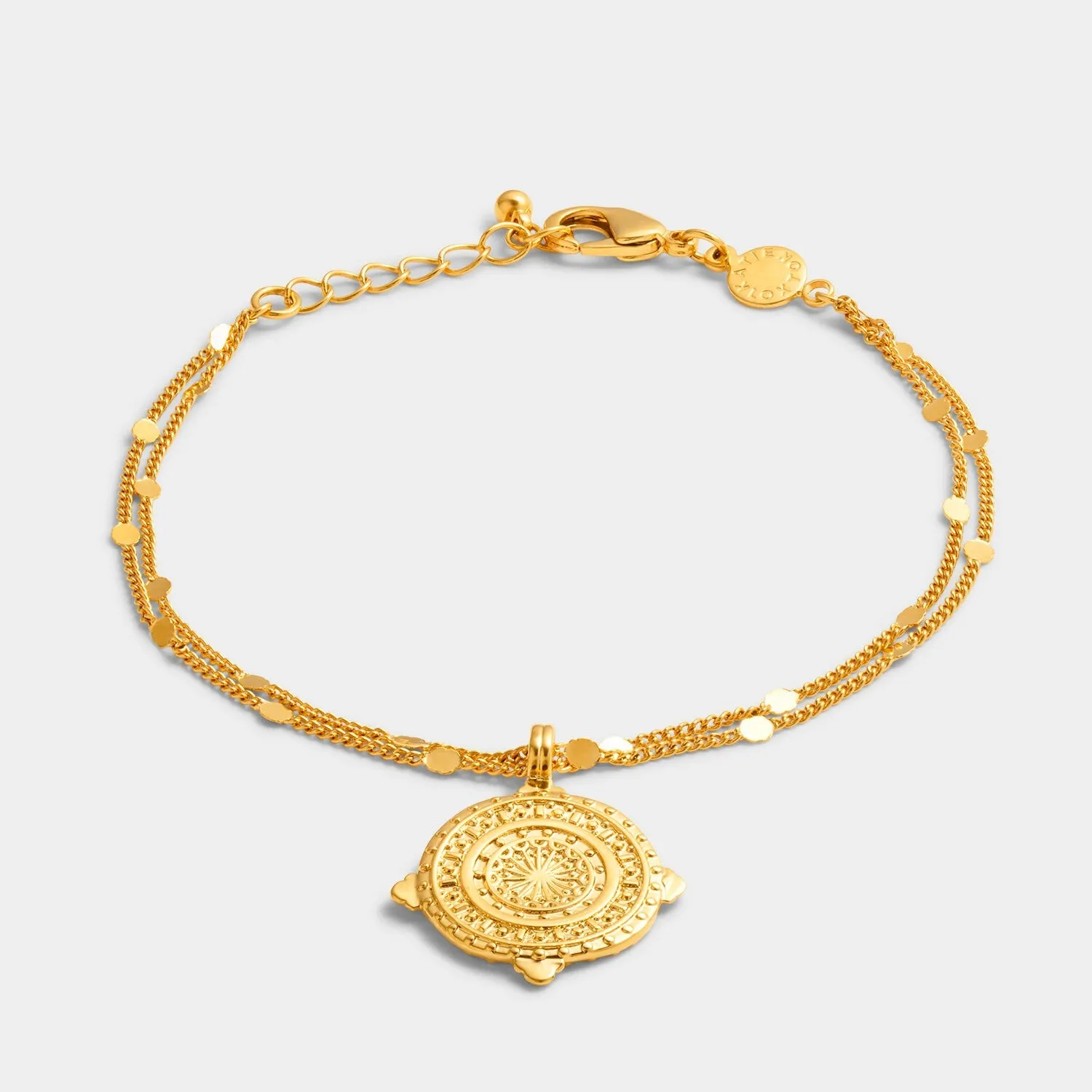 Katie Loxton 'Happiness' Waterproof Gold Antique Coin Bracelet