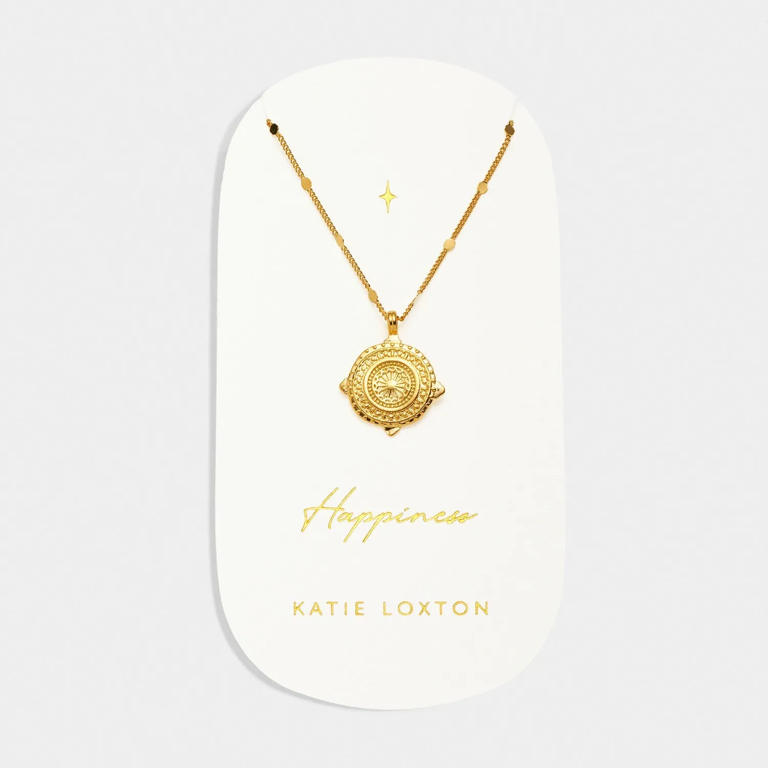 Katie Loxton 'Happiness' Waterproof Gold Antique Coin Necklace