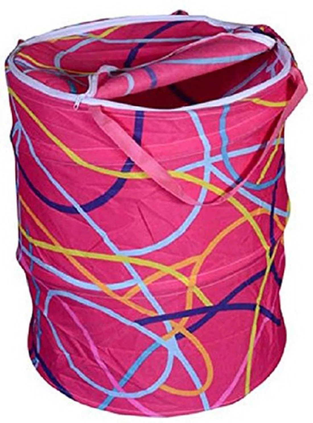 Kuber Industries Round Cloth Foldable Laundry Basket Bag, Volume:-30L,Multi Color,Cotton