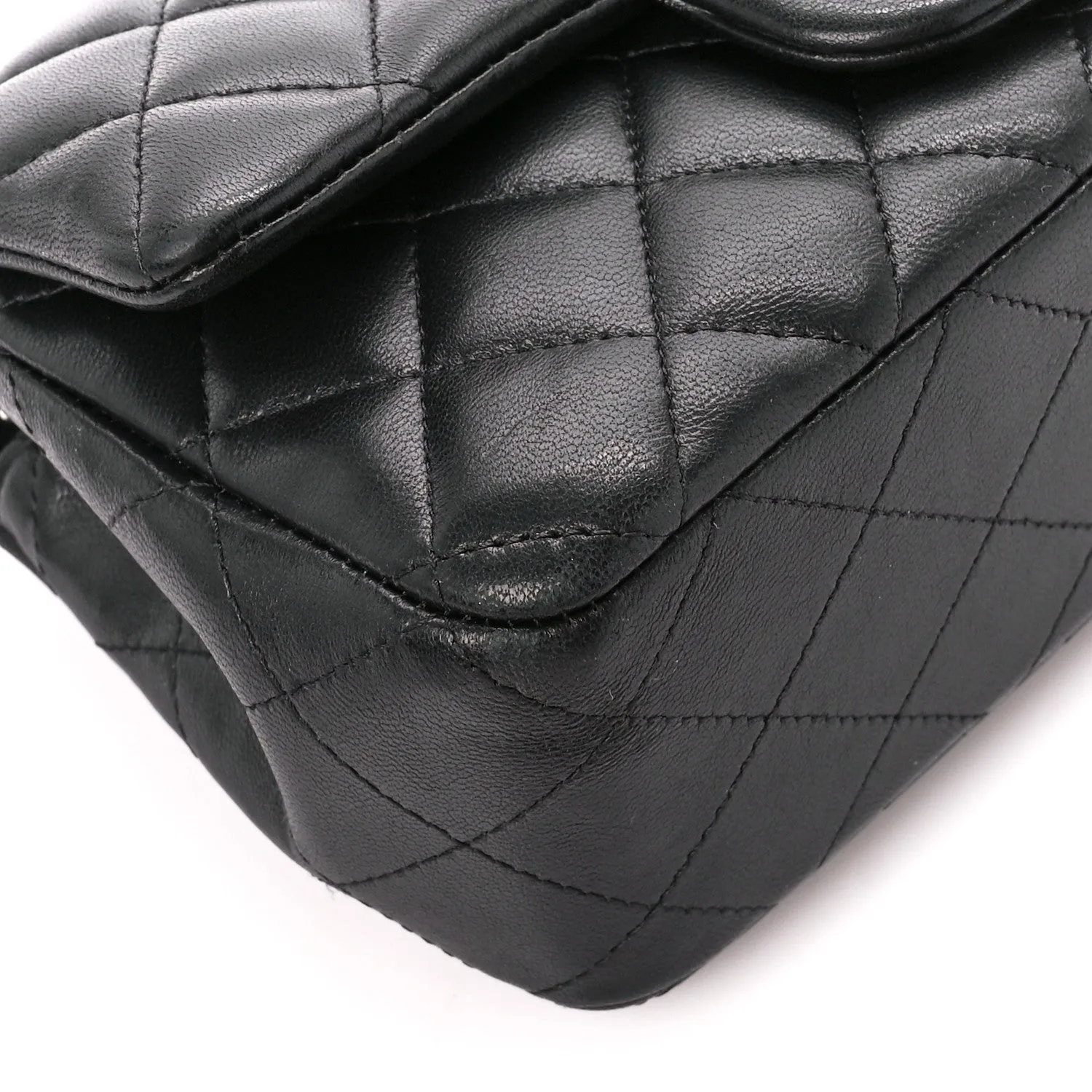 Lambskin Quilted Mini Rectangular Flap Black