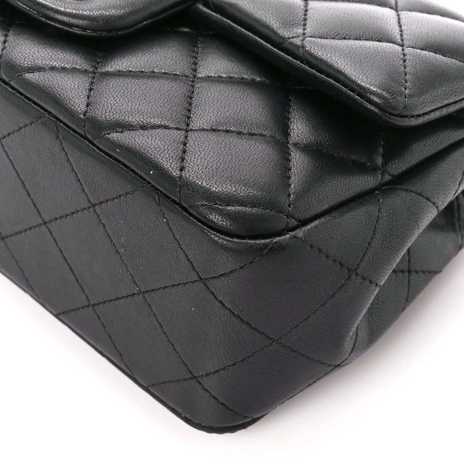 Lambskin Quilted Mini Rectangular Flap Black