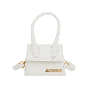 Le Chiquito Mini Croc Embossed Leather Bag in Ivory