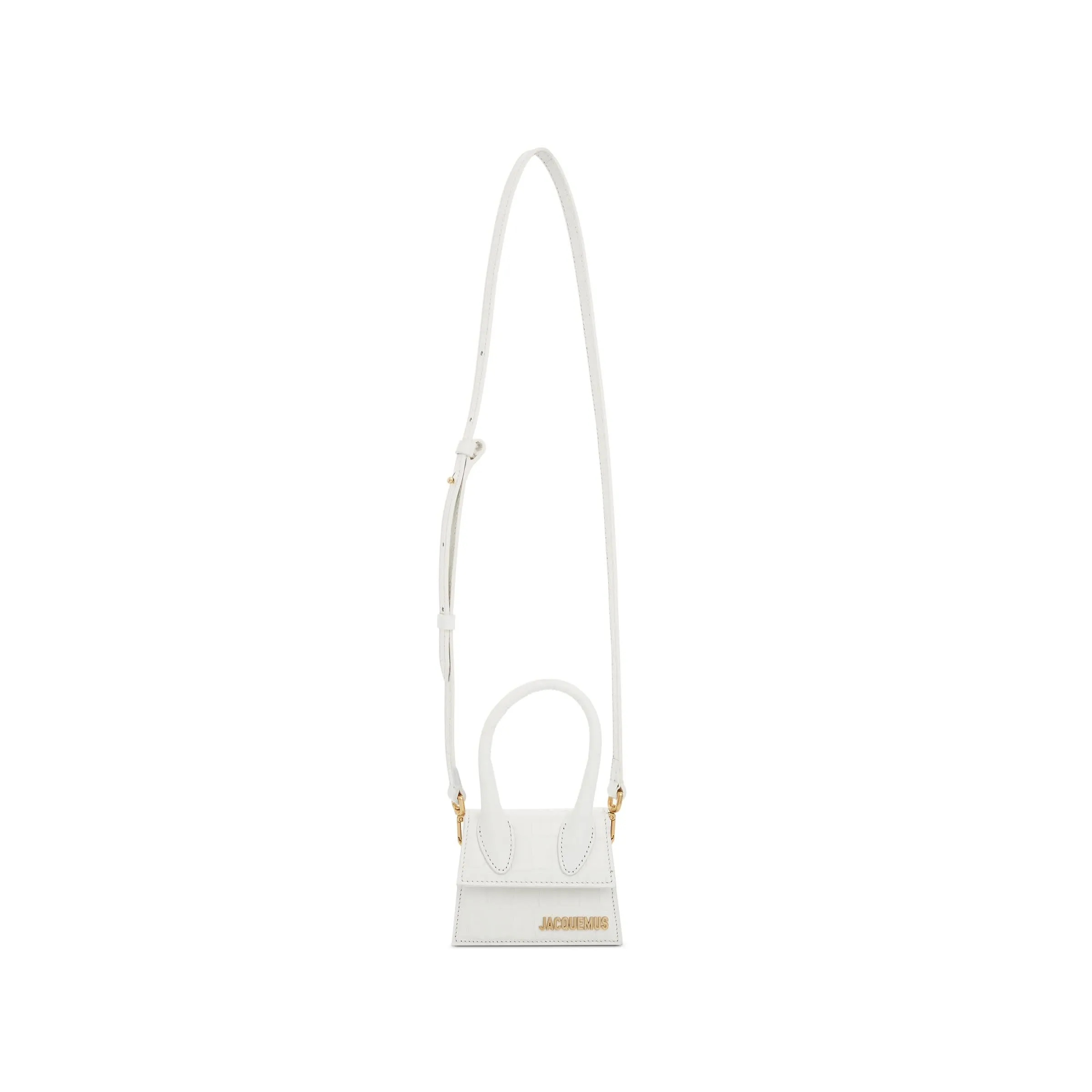 Le Chiquito Mini Croc Embossed Leather Bag in Ivory