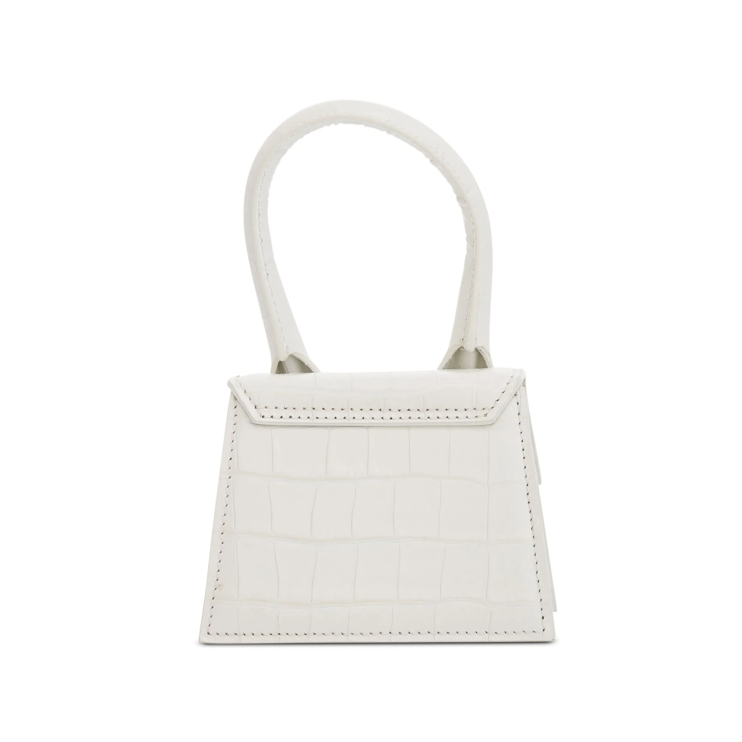 Le Chiquito Mini Croc Embossed Leather Bag in Ivory