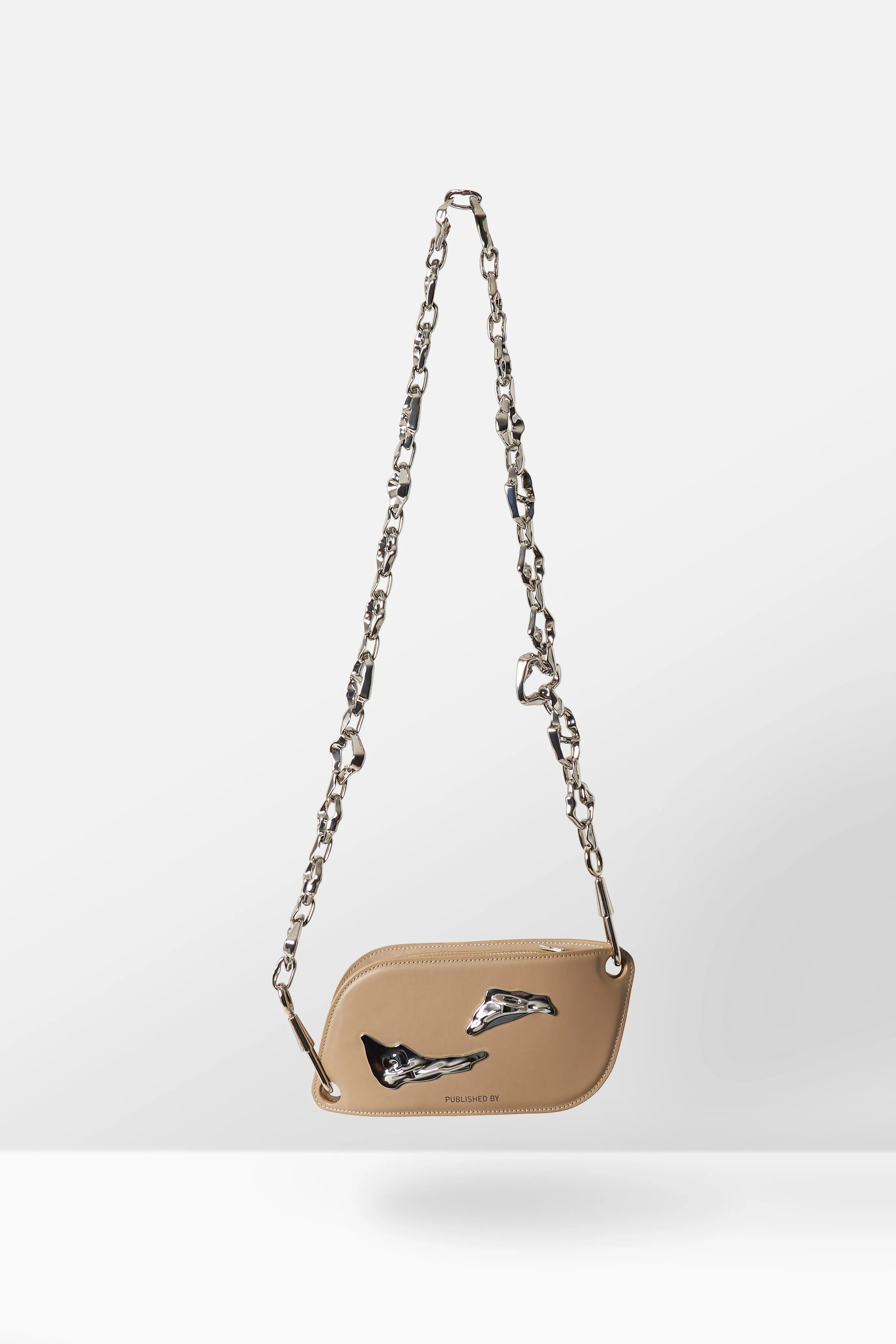 Leather Cross Body Bag in Taupe