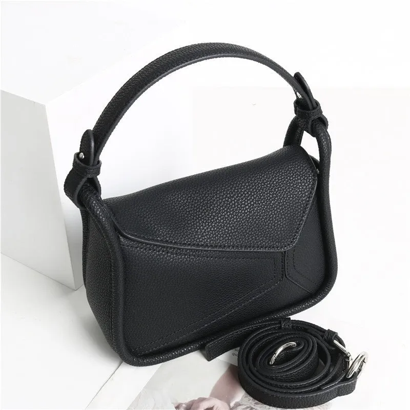 Leather Small Pazzle Top Handle Shoulder Bag