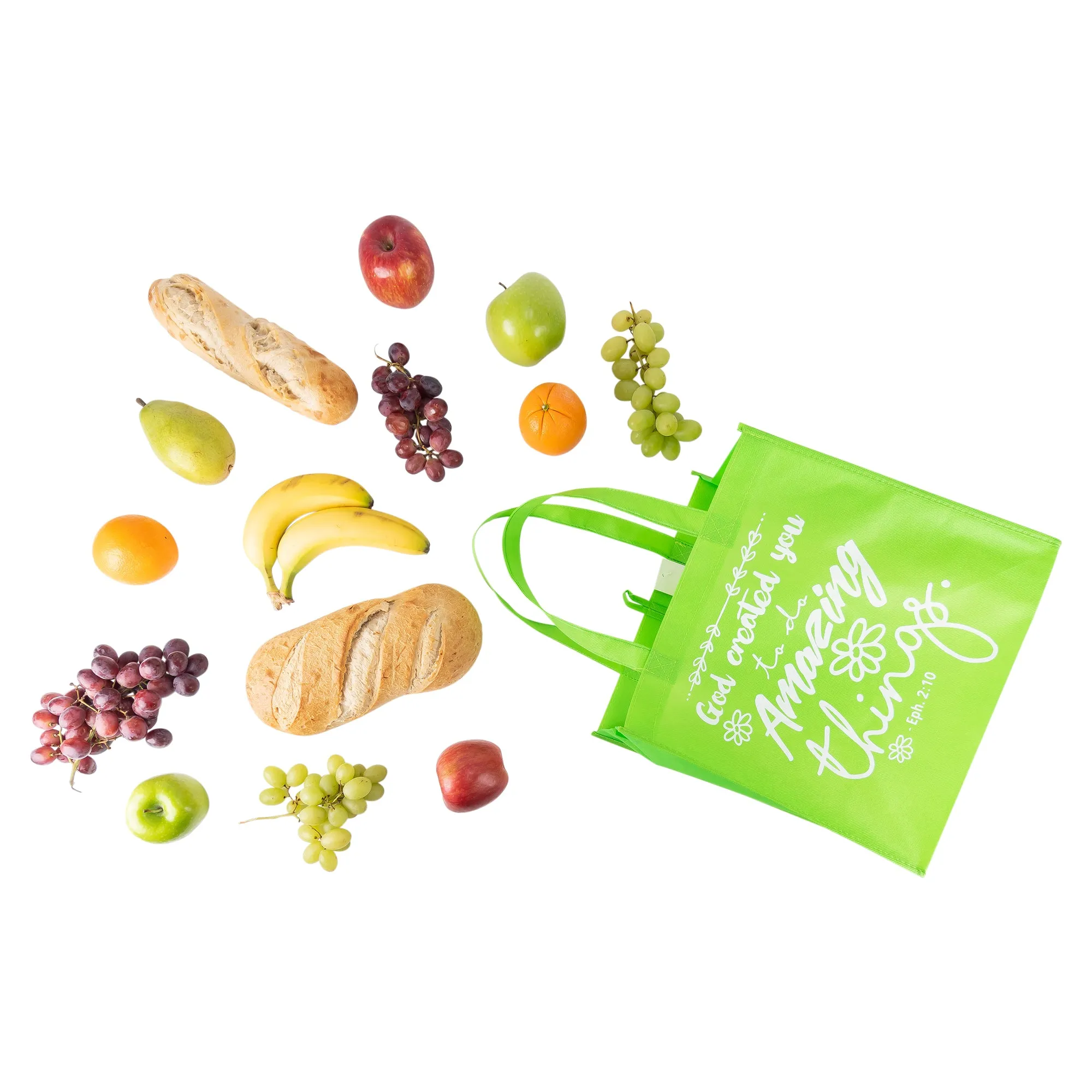 Lime Green Eco Tote Bag - Ephesians 2:10 "God Created You to Do Amazing Things"