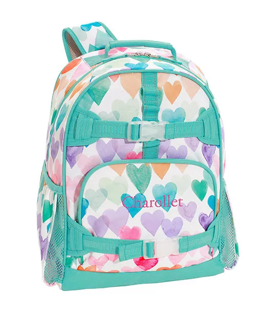 Mackenzie Aqua Rainbow Hearts Backpack and Lunch Box