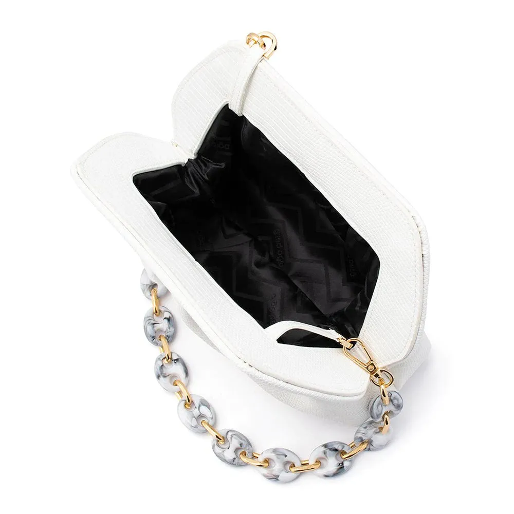 Marla Acrylic Handle Bag in White