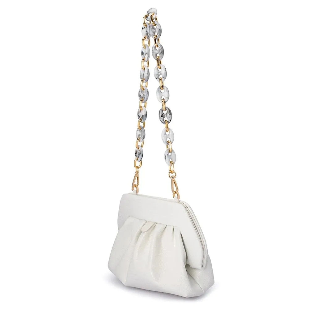 Marla Acrylic Handle Bag in White