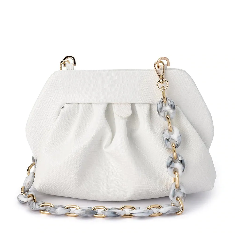 Marla Acrylic Handle Bag in White