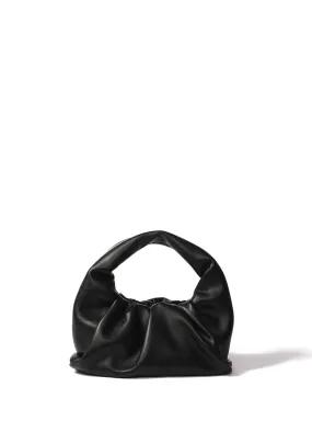 Marshmallow Croissant Bag in Soft Leather, Black