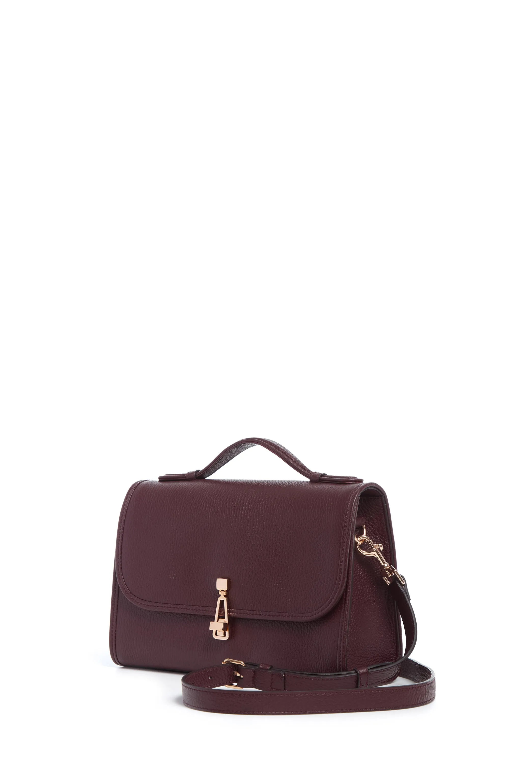 Medium Leonora Flap Bag in Bordeaux Textured Leather