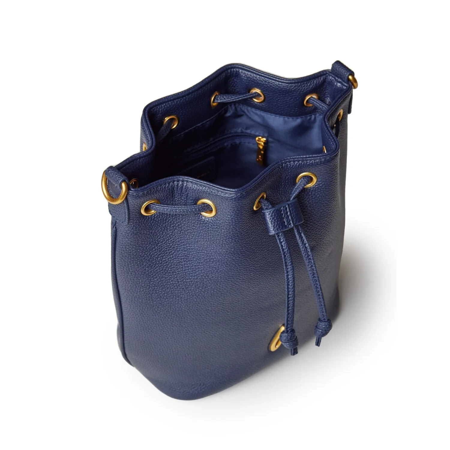 MEDIUM PEBBLE BUCKET BAG - NAVY