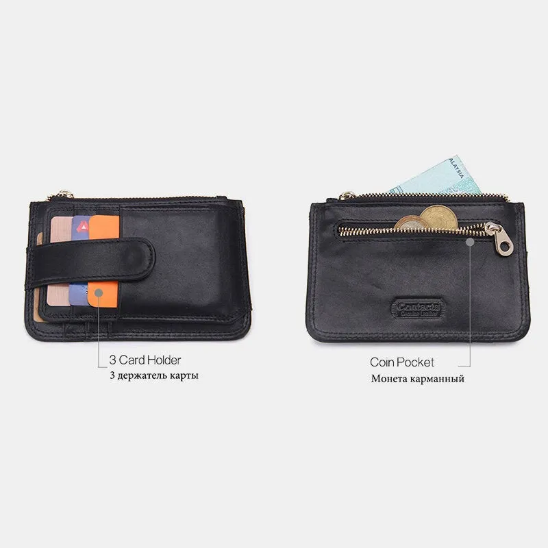 Men Genuine Leather RFID Anti-theft Retro Mini Easy Carry Small Coin Bags Card Holder Wallet