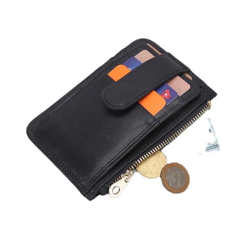 Men Genuine Leather RFID Anti-theft Retro Mini Easy Carry Small Coin Bags Card Holder Wallet