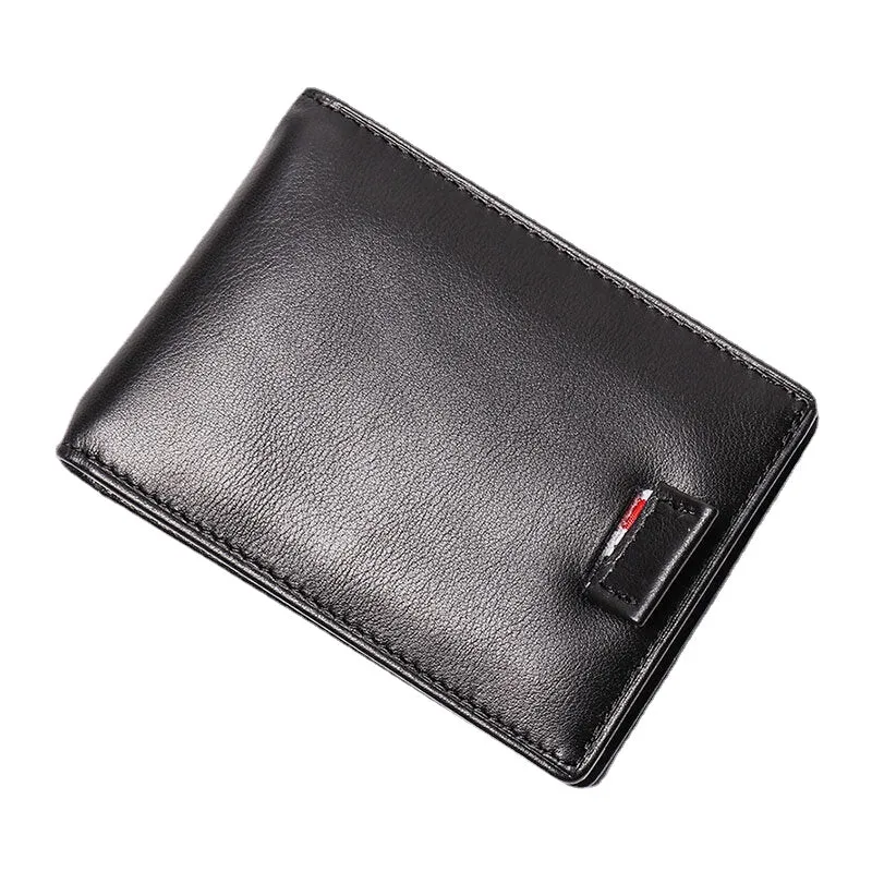 Men Genuine Leather Vintage Business Cowhide RFID Multi-card Slot Money Clip Card Holder Wallet