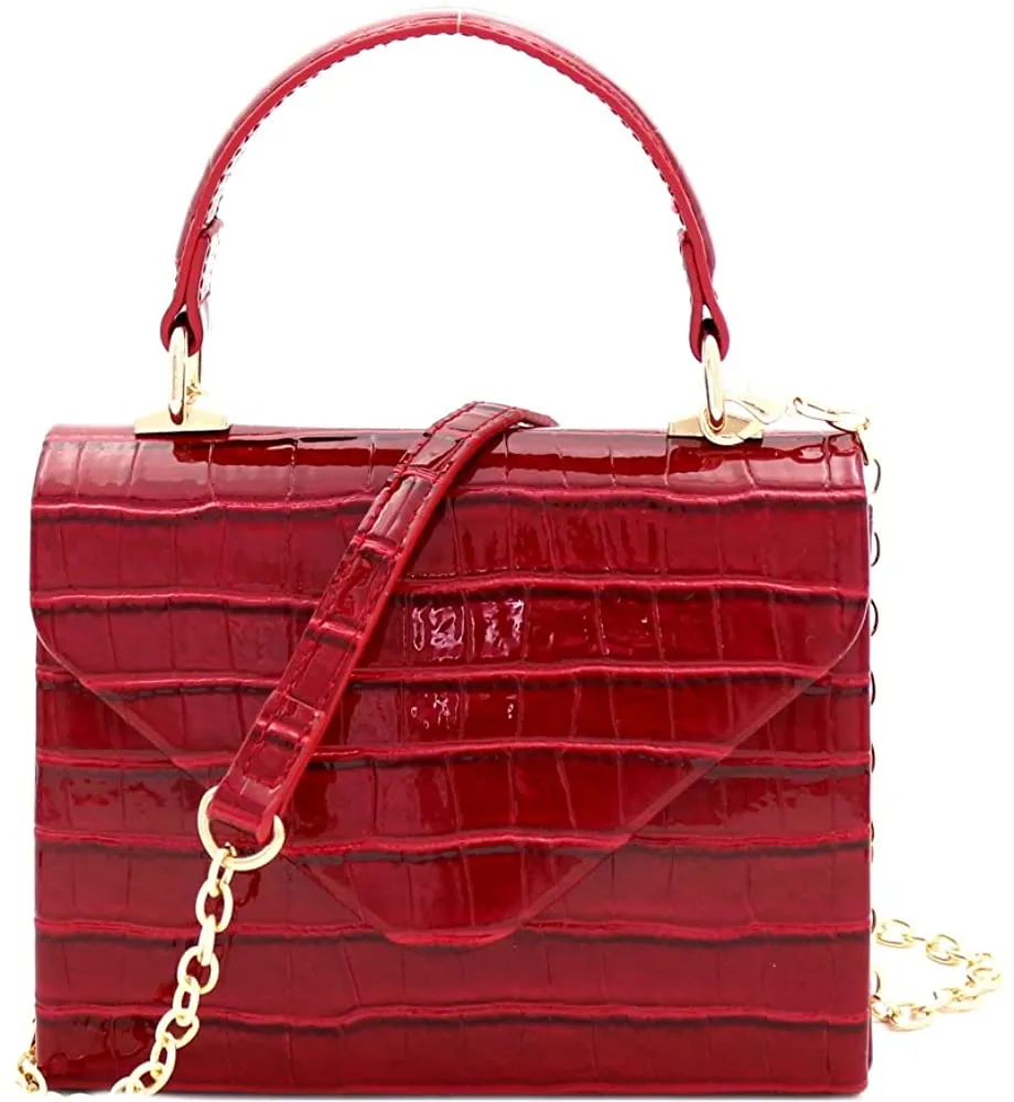 Mini Retro Silver Hardware Snake Red Multi Box Flap leather Satchel Crossbody Handbag