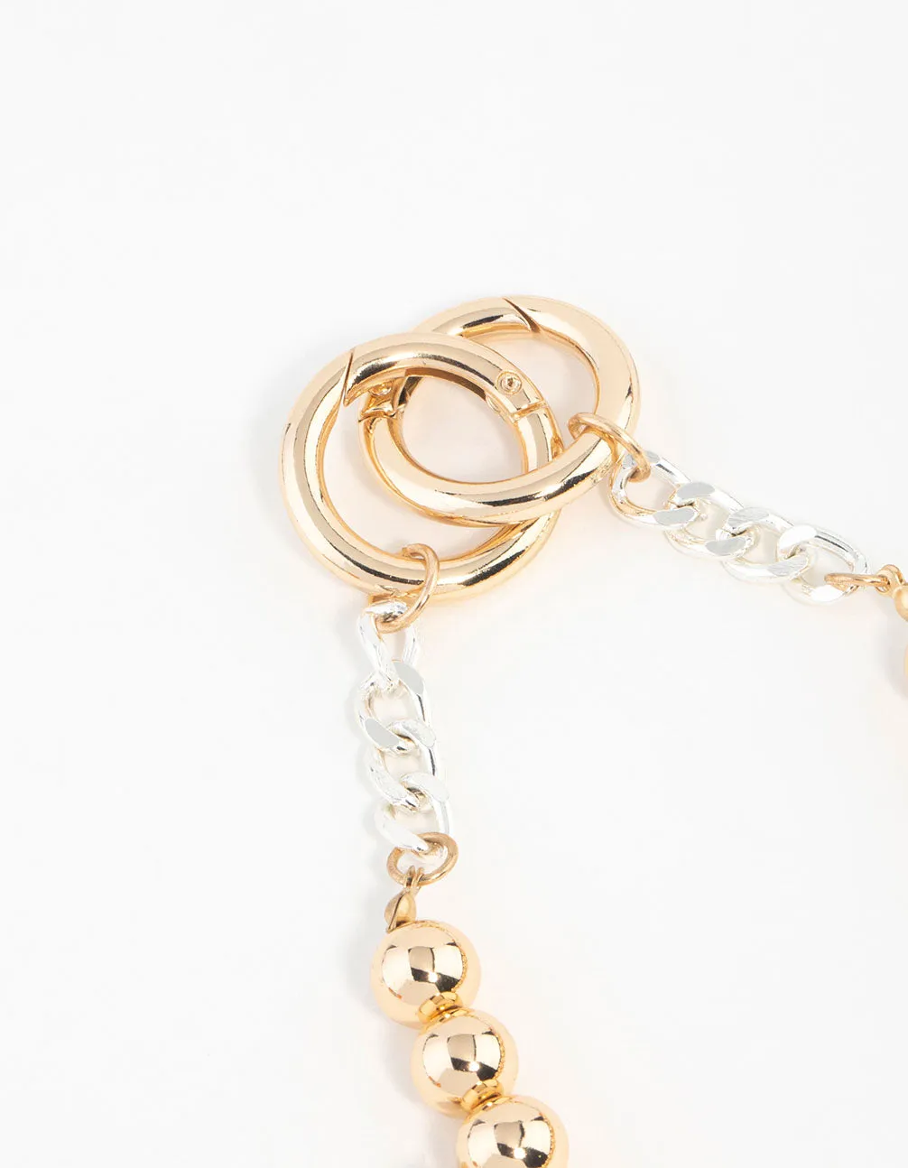 Mixed Metals Hearts Charm Keychain