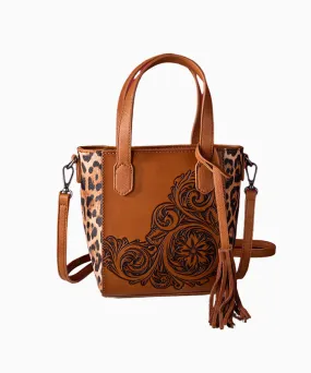 Montana West Floral Embossed Leopard Collection Bag